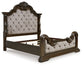 Maylee Queen Upholstered Bed with Mirrored Dresser and Nightstand