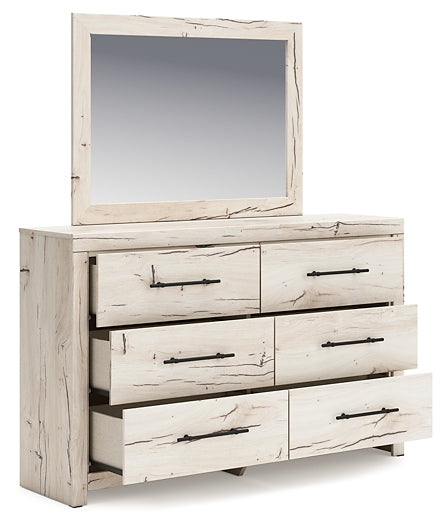 Lawroy King Panel Headboard with Mirrored Dresser and Nightstand