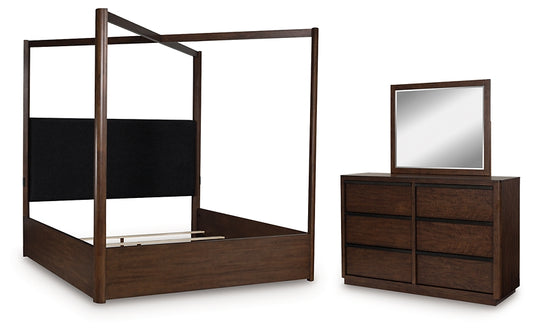 Dilenno California King Canopy Bed with Mirrored Dresser