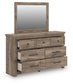 Rusticott California King Poster Bed with Mirrored Dresser