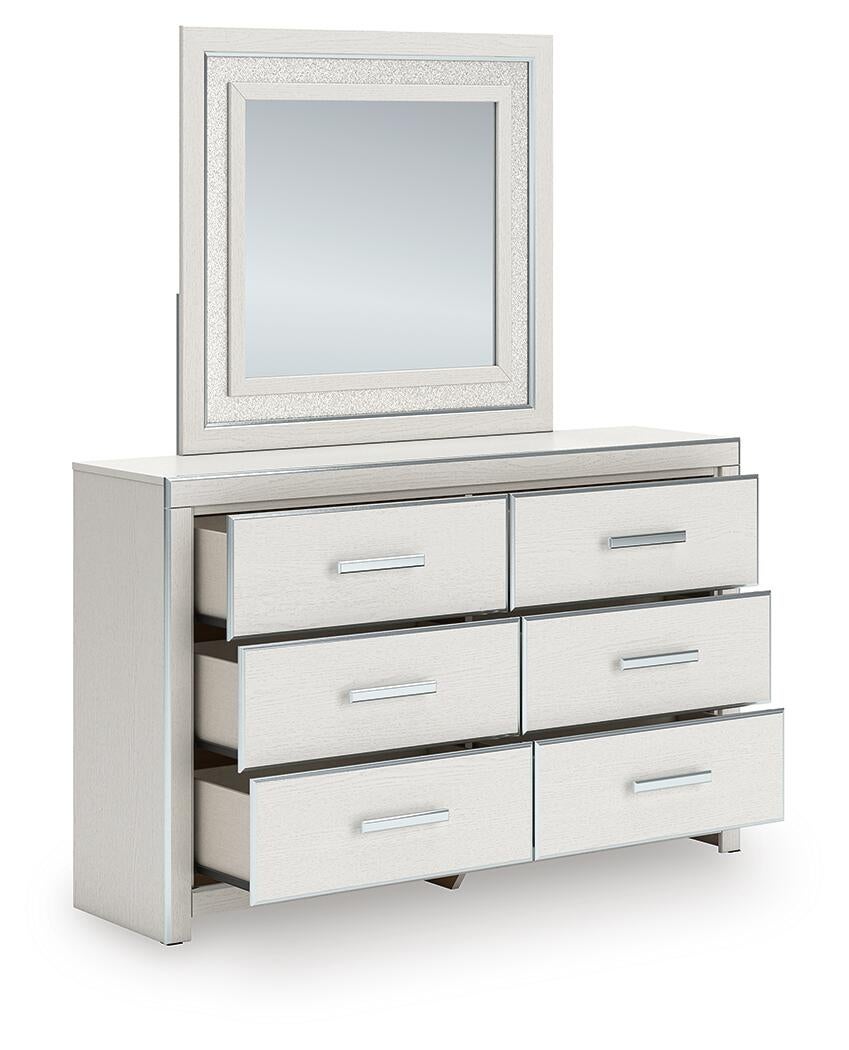 Zuraleus Queen Upholstered Panel Bed, Dresser and Mirror