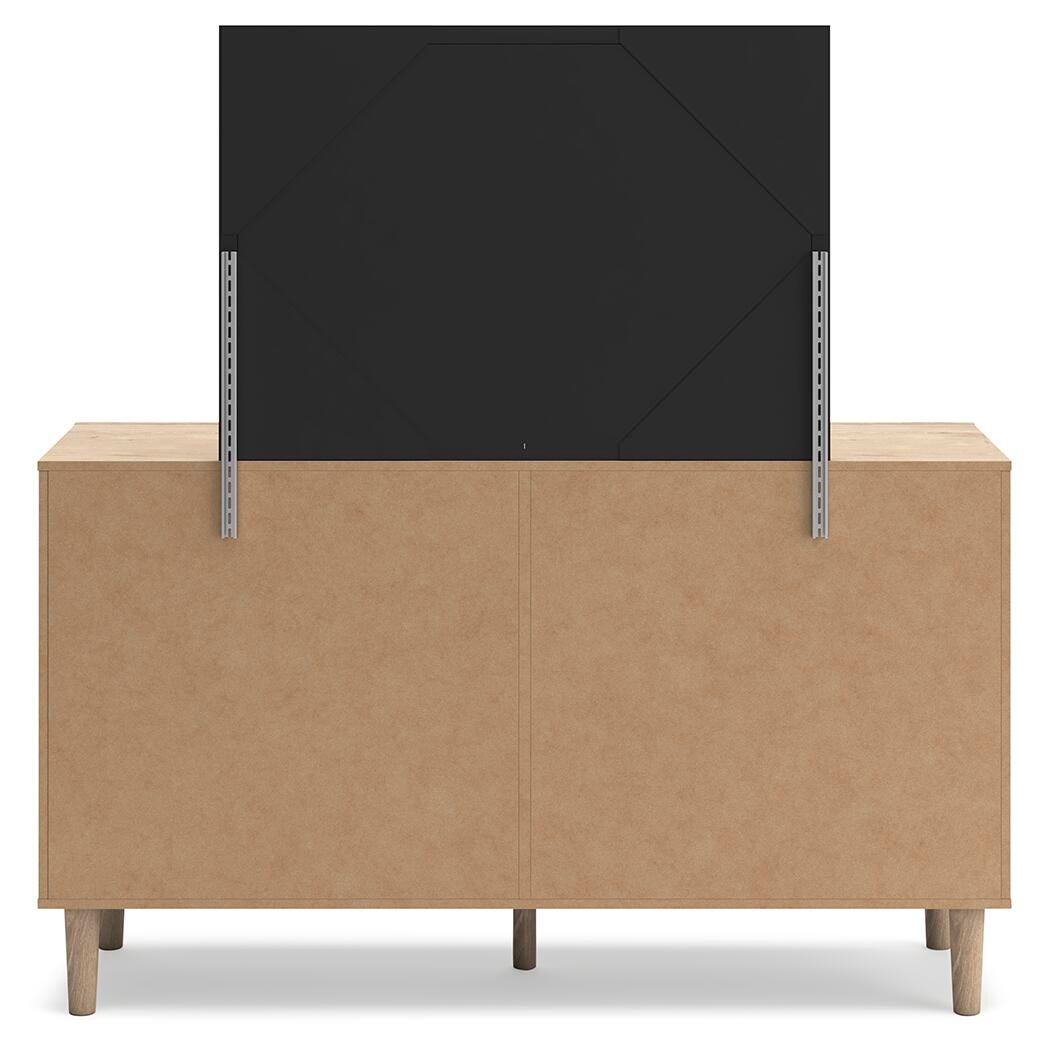 Cielden King Upholstered Bed with Roll Slats, Dresser, Mirror, Chest and Nightstand