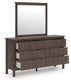 Cadmori Full Upholstered Panel Bed, Dresser and Mirror