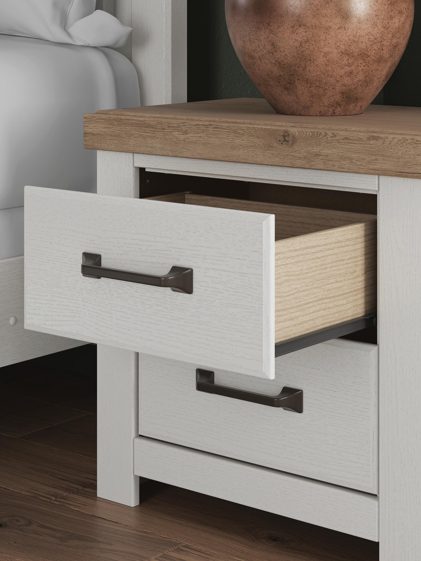 Savonport Queen Panel Storage Bed. Dresser, Mirror and Nightstand