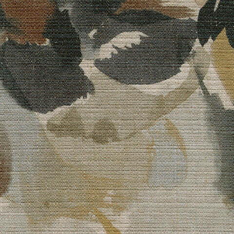 Close-up of cream, green, and brown floral upholstery