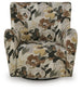 Cream, green, and brown floral accent chair, front view