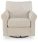 Cream upholstered accent chair with rounded arms, front view