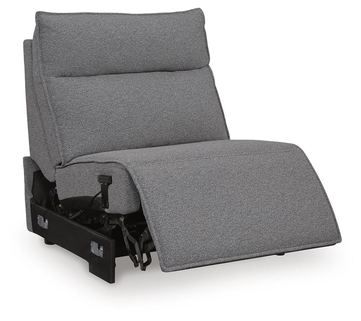 Gray armless sectional recliner with the footrest extended
