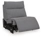 Gray armless sectional recliner with the footrest extended