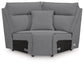 Gray upholstered sectional corner unit, front view