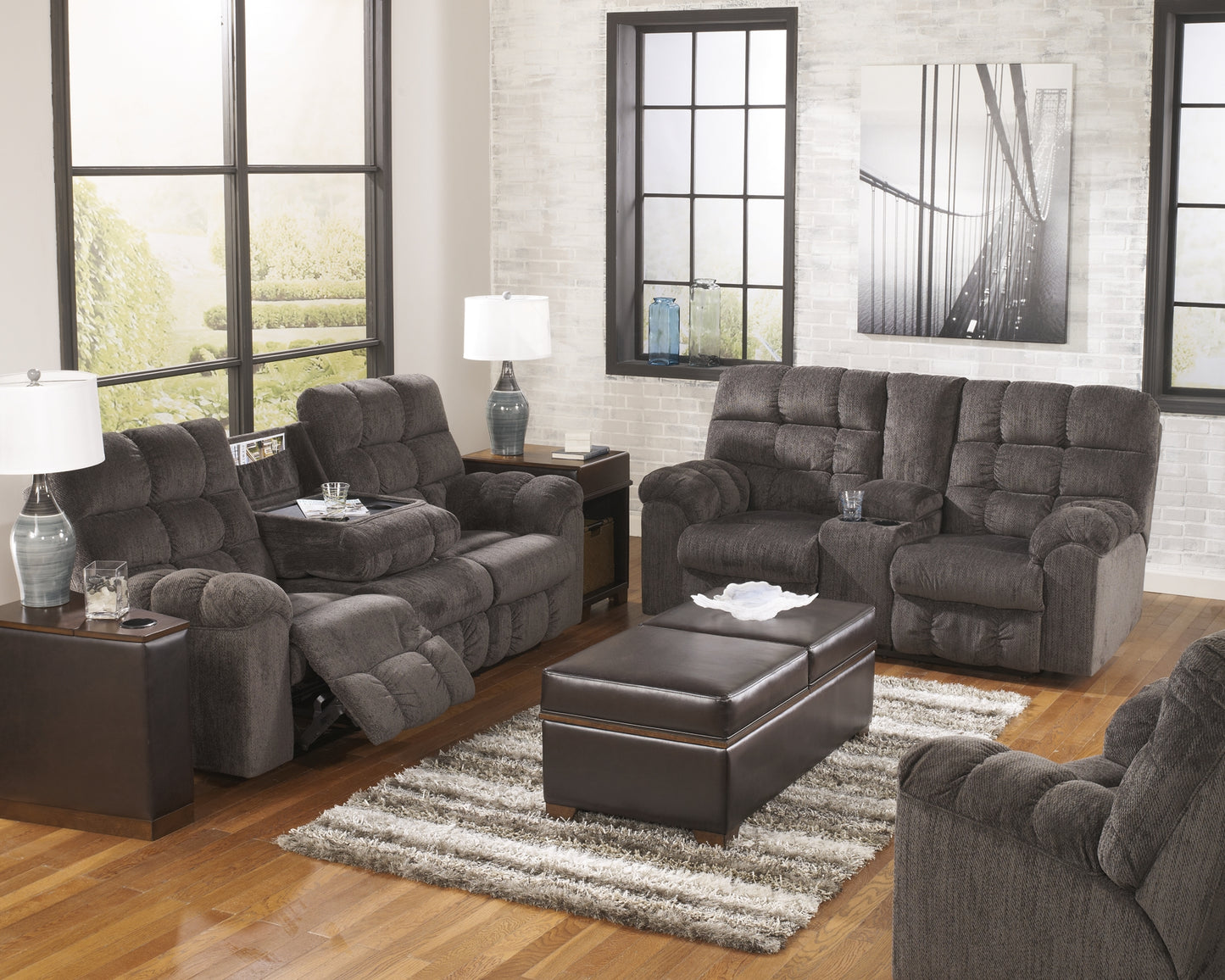 Acieona DBL Rec Loveseat w/Console Milwaukee Furniture of Chicago - Furniture Store in Chicago Serving Humbolt Park, Roscoe Village, Avondale, & Homan Square