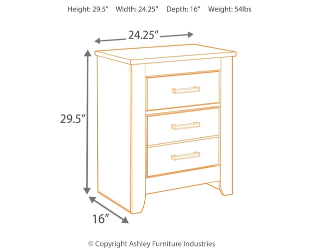 Brinxton Two Drawer Night Stand Milwaukee Furniture of Chicago - Furniture Store in Chicago Serving Humbolt Park, Roscoe Village, Avondale, & Homan Square