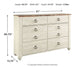 Willowton Six Drawer Dresser Milwaukee Furniture of Chicago - Furniture Store in Chicago Serving Humbolt Park, Roscoe Village, Avondale, & Homan Square