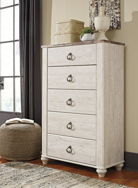 Willowton Five Drawer Chest Milwaukee Furniture of Chicago - Furniture Store in Chicago Serving Humbolt Park, Roscoe Village, Avondale, & Homan Square