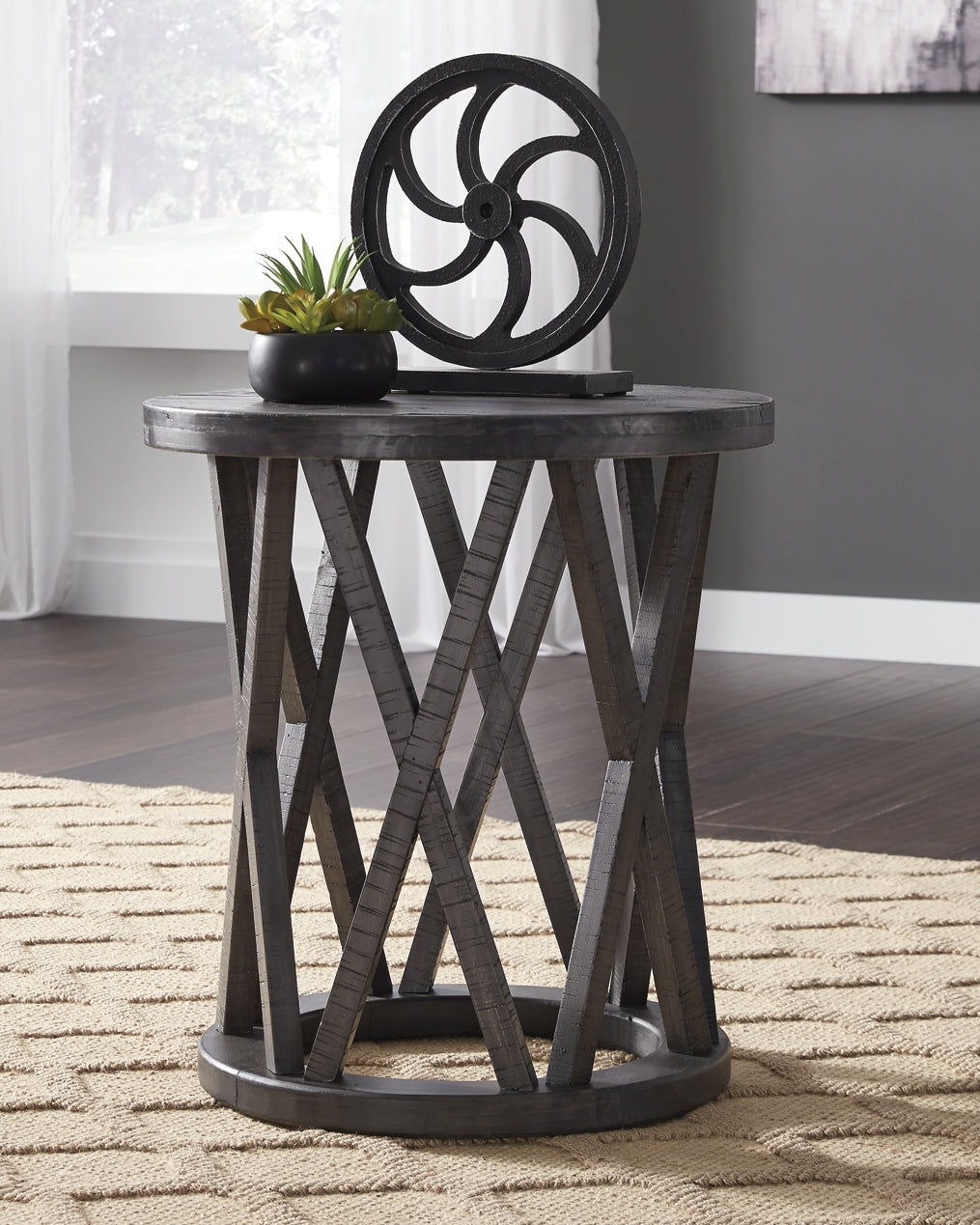 Sharzane Round End Table Milwaukee Furniture of Chicago - Furniture Store in Chicago Serving Humbolt Park, Roscoe Village, Avondale, & Homan Square