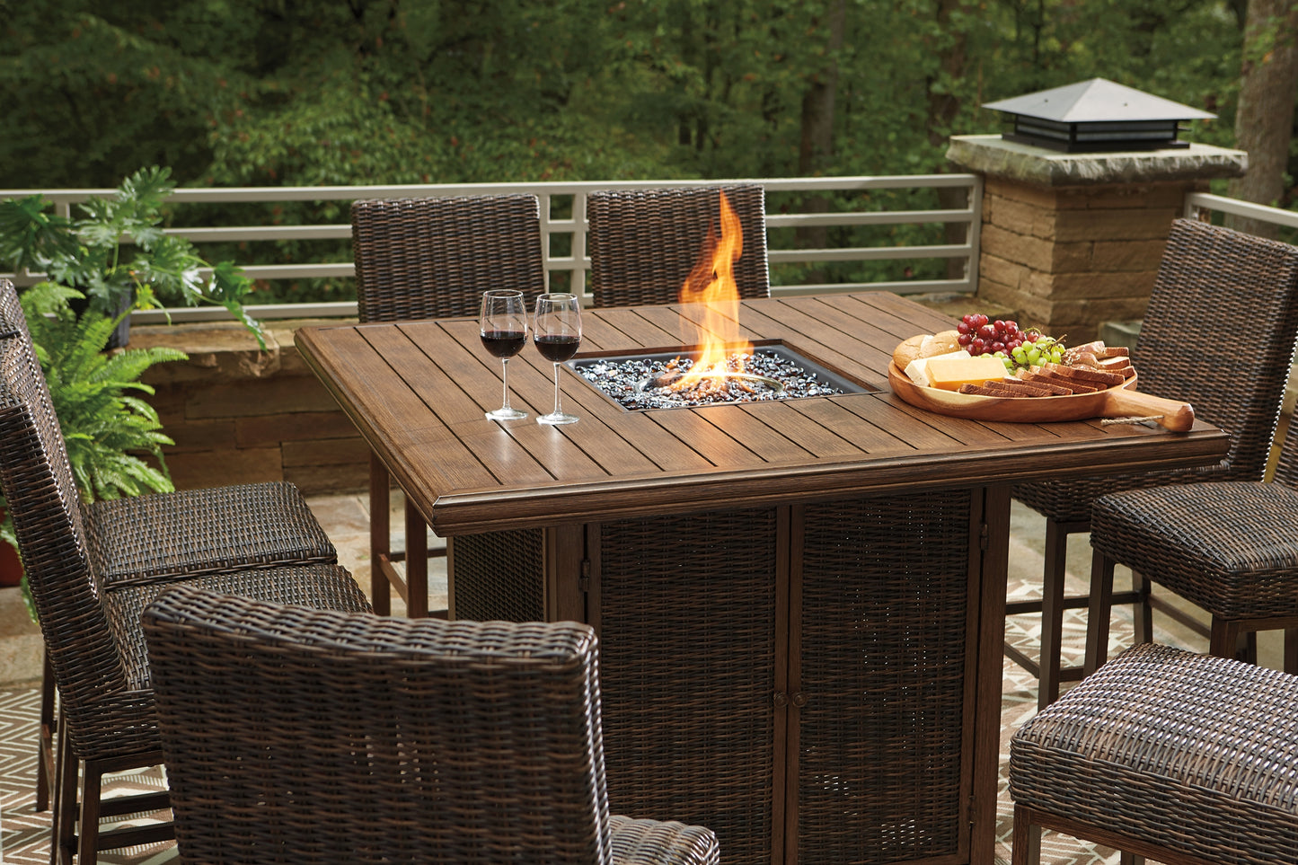 Paradise Trail Square Bar Table w/Fire Pit Milwaukee Furniture of Chicago - Furniture Store in Chicago Serving Humbolt Park, Roscoe Village, Avondale, & Homan Square