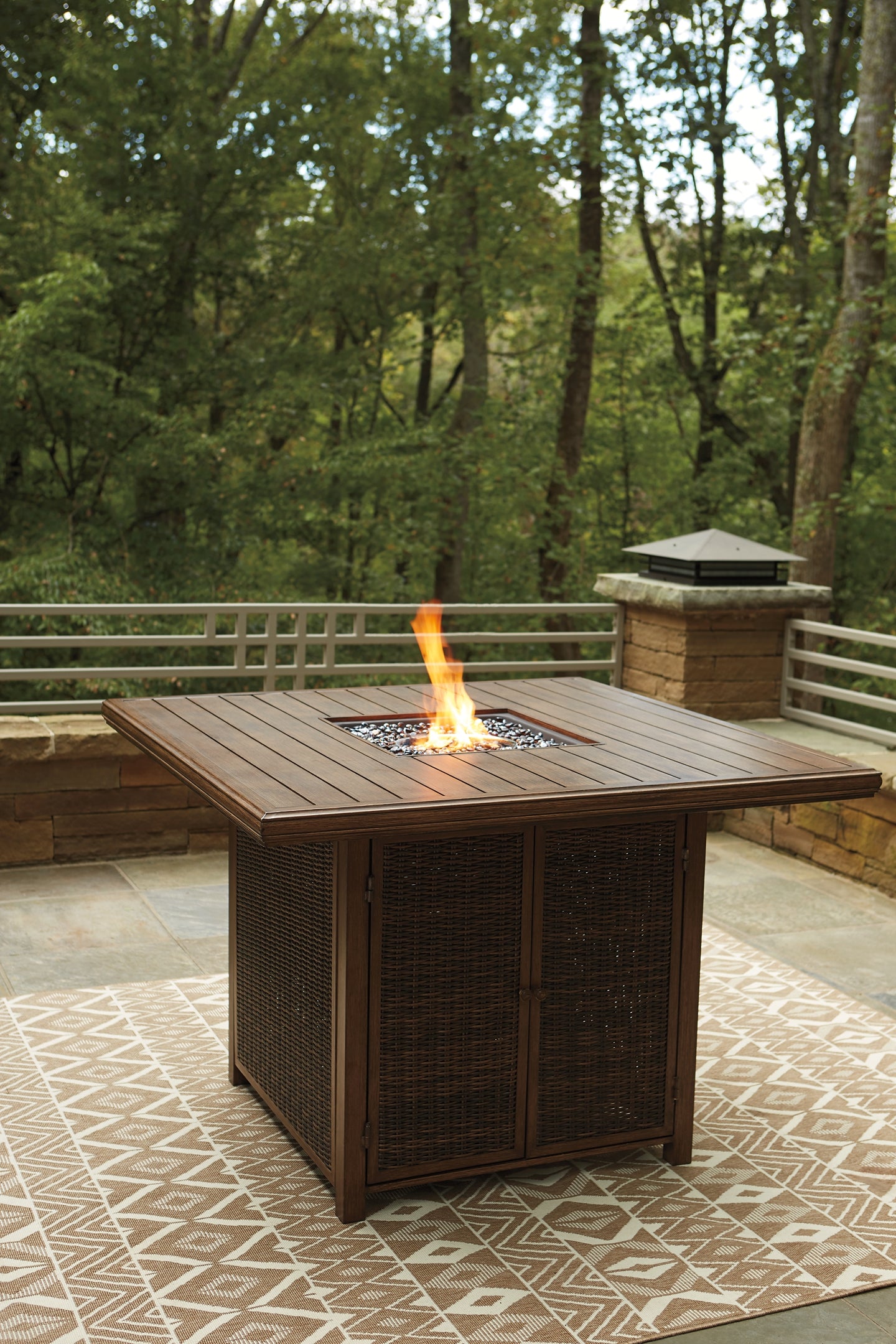 Paradise Trail Square Bar Table w/Fire Pit Milwaukee Furniture of Chicago - Furniture Store in Chicago Serving Humbolt Park, Roscoe Village, Avondale, & Homan Square