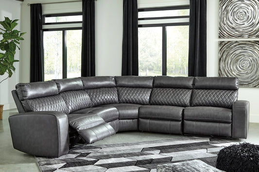 Samperstone 5-Piece Power Reclining Sectional Milwaukee Furniture of Chicago - Furniture Store in Chicago Serving Humbolt Park, Roscoe Village, Avondale, & Homan Square