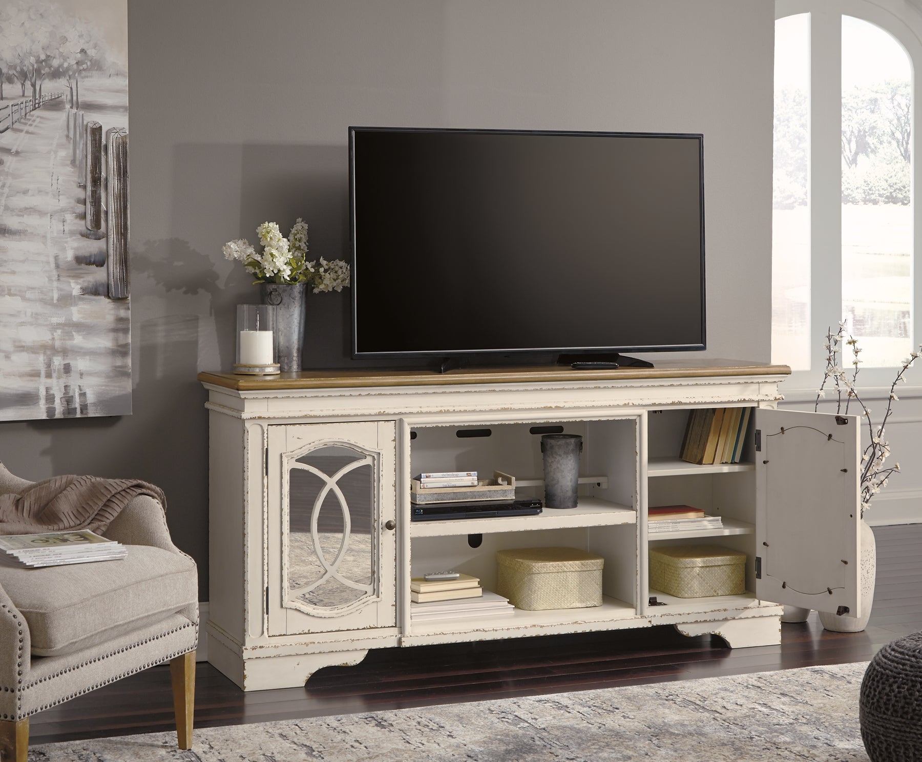 Realyn XL TV Stand w/Fireplace Option Milwaukee Furniture of Chicago - Furniture Store in Chicago Serving Humbolt Park, Roscoe Village, Avondale, & Homan Square