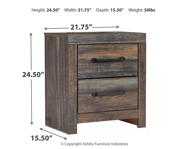 Drystan Two Drawer Night Stand Milwaukee Furniture of Chicago - Furniture Store in Chicago Serving Humbolt Park, Roscoe Village, Avondale, & Homan Square