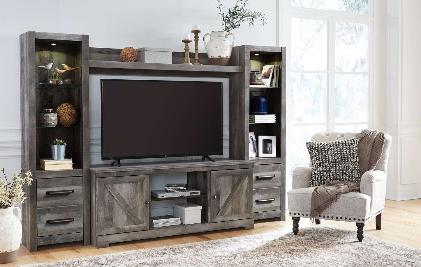 Wynnlow 4-Piece Entertainment Center Milwaukee Furniture of Chicago - Furniture Store in Chicago Serving Humbolt Park, Roscoe Village, Avondale, & Homan Square
