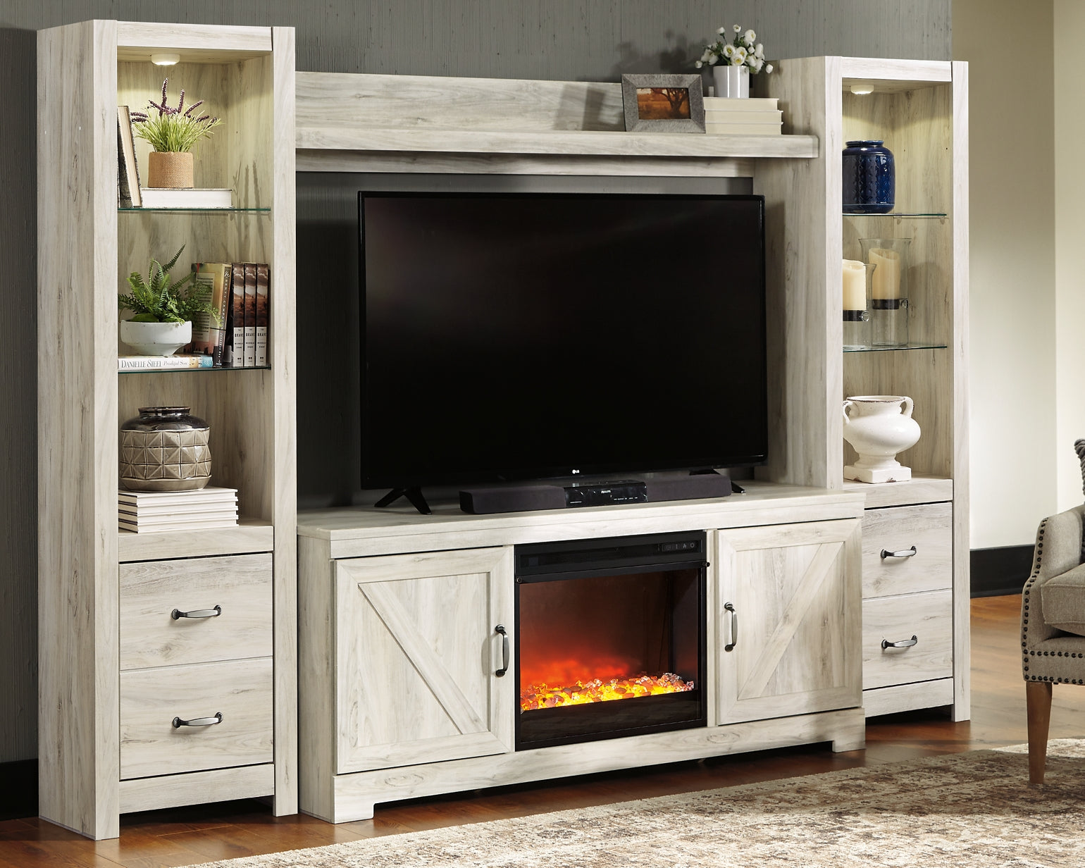 Bellaby 4-Piece Entertainment Center with Fireplace Milwaukee Furniture of Chicago - Furniture Store in Chicago Serving Humbolt Park, Roscoe Village, Avondale, & Homan Square