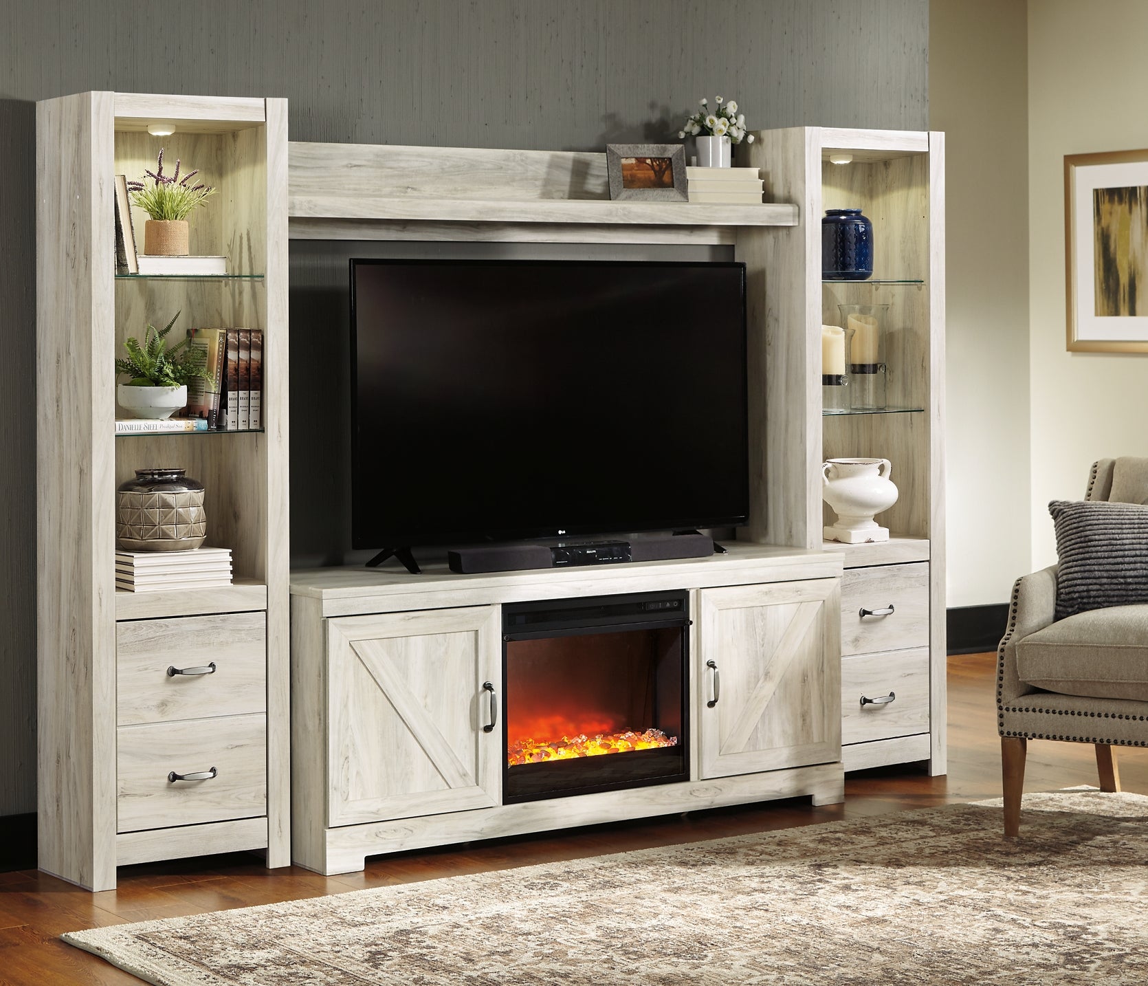 Bellaby 4-Piece Entertainment Center with Fireplace Milwaukee Furniture of Chicago - Furniture Store in Chicago Serving Humbolt Park, Roscoe Village, Avondale, & Homan Square
