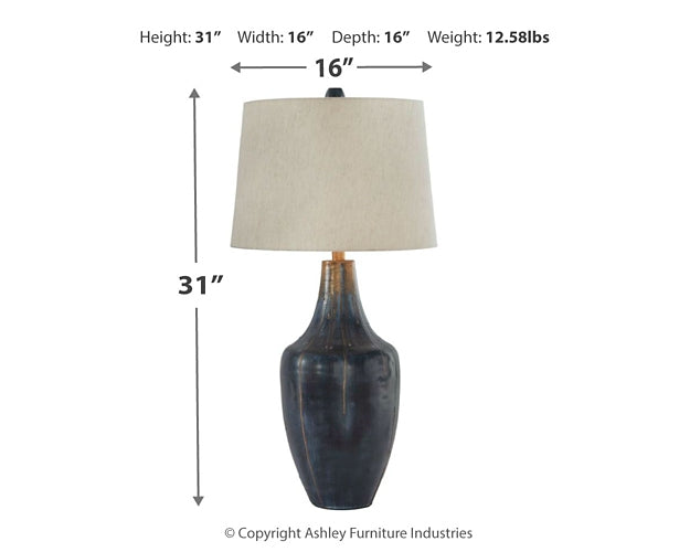 Evania Metal Table Lamp (1/CN) Milwaukee Furniture of Chicago - Furniture Store in Chicago Serving Humbolt Park, Roscoe Village, Avondale, & Homan Square