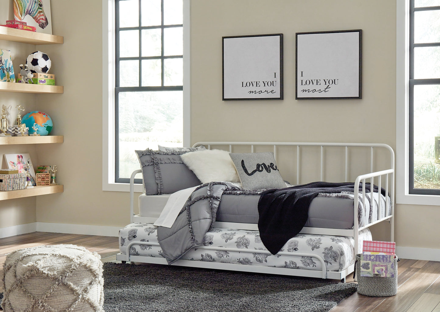 Trentlore Twin Metal Day Bed with Trundle Milwaukee Furniture of Chicago - Furniture Store in Chicago Serving Humbolt Park, Roscoe Village, Avondale, & Homan Square