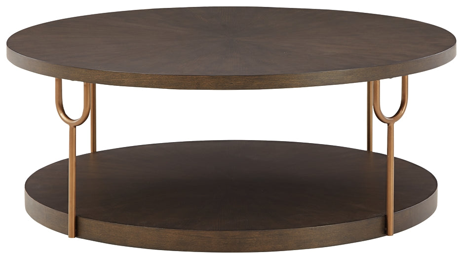 Brazburn Round Cocktail Table Milwaukee Furniture of Chicago - Furniture Store in Chicago Serving Humbolt Park, Roscoe Village, Avondale, & Homan Square