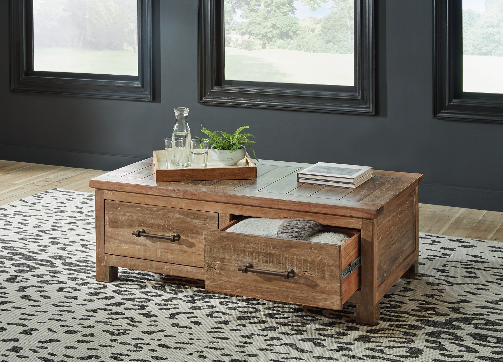 Randale Cocktail Table with Storage Milwaukee Furniture of Chicago - Furniture Store in Chicago Serving Humbolt Park, Roscoe Village, Avondale, & Homan Square