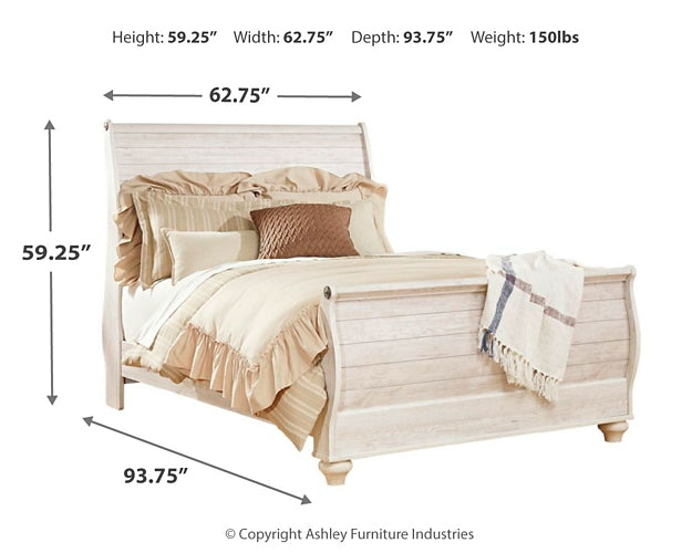 Willowton Queen Sleigh Bed with Mirrored Dresser and Chest Milwaukee Furniture of Chicago - Furniture Store in Chicago Serving Humbolt Park, Roscoe Village, Avondale, & Homan Square
