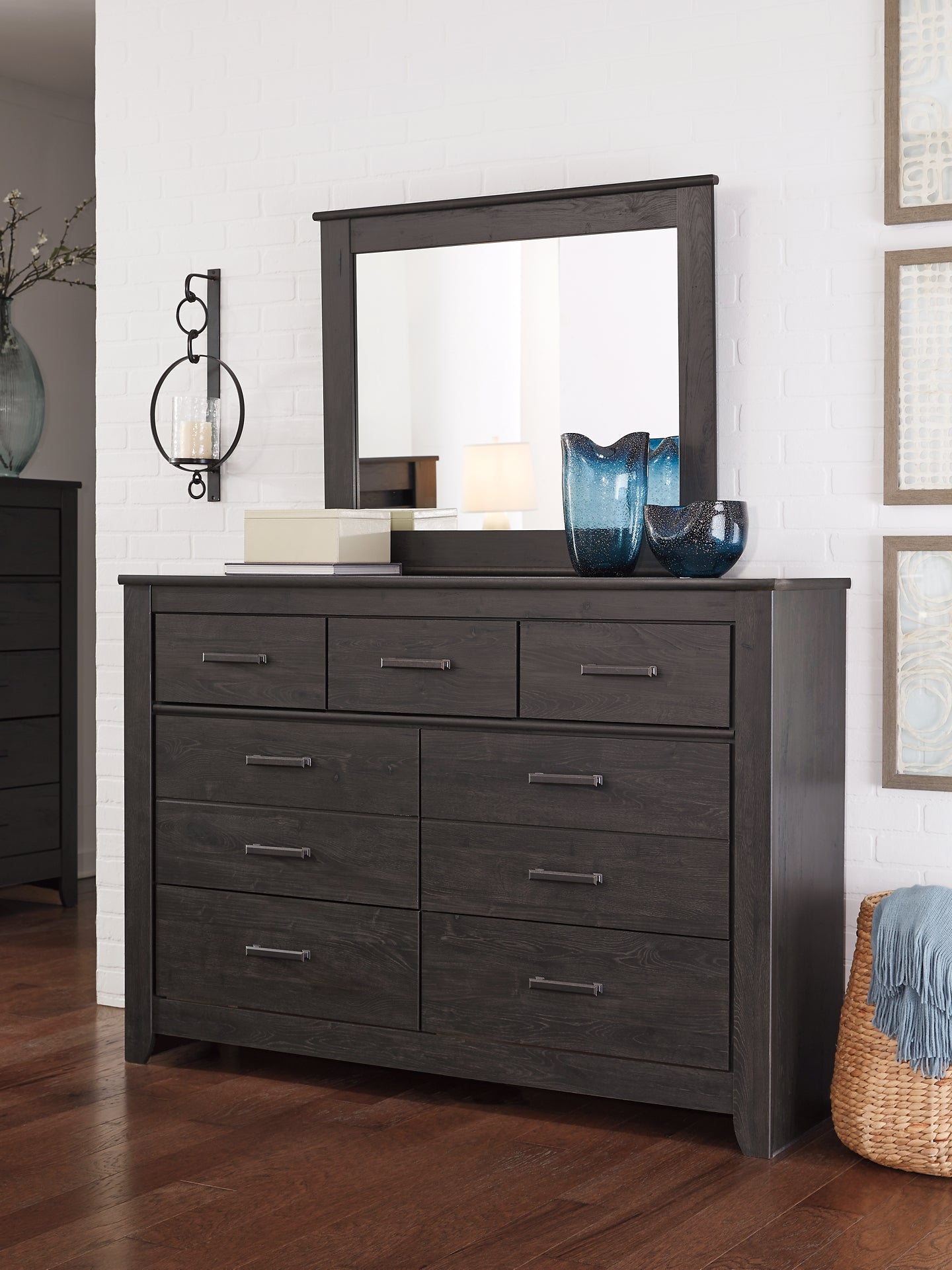 Brinxton Queen/Full Panel Headboard with Mirrored Dresser and Chest Milwaukee Furniture of Chicago - Furniture Store in Chicago Serving Humbolt Park, Roscoe Village, Avondale, & Homan Square