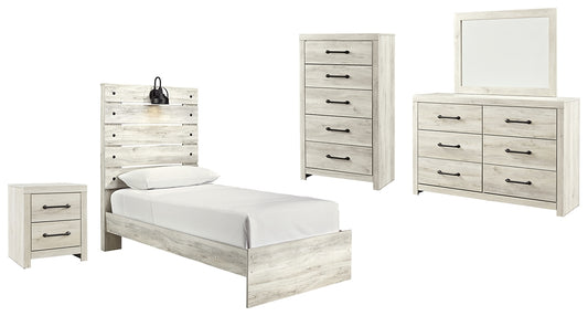 Cambeck Twin Panel Bed with Mirrored Dresser, Chest and Nightstand Milwaukee Furniture of Chicago - Furniture Store in Chicago Serving Humbolt Park, Roscoe Village, Avondale, & Homan Square