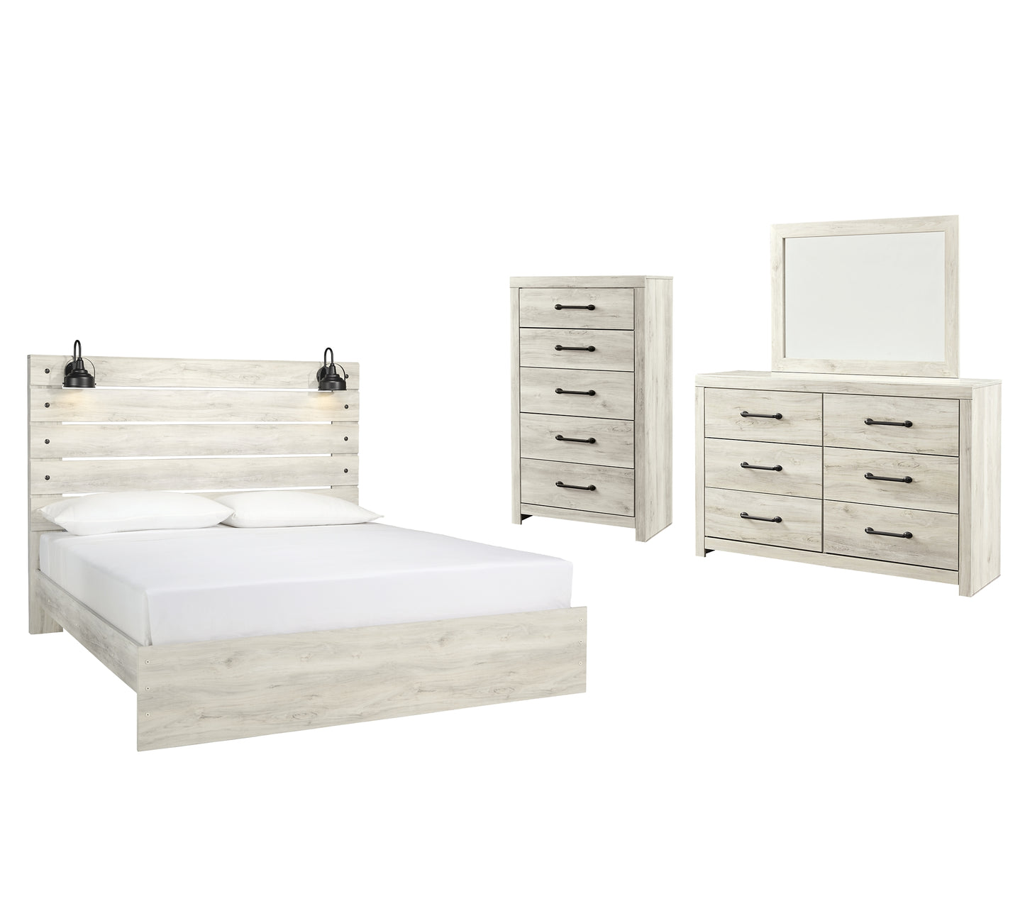 Cambeck Queen Panel Bed with Mirrored Dresser and Chest Milwaukee Furniture of Chicago - Furniture Store in Chicago Serving Humbolt Park, Roscoe Village, Avondale, & Homan Square