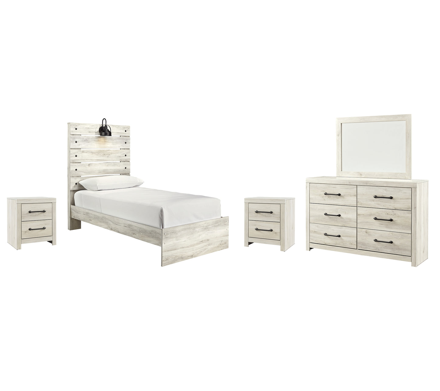Cambeck Twin Panel Bed with Mirrored Dresser and 2 Nightstands Milwaukee Furniture of Chicago - Furniture Store in Chicago Serving Humbolt Park, Roscoe Village, Avondale, & Homan Square