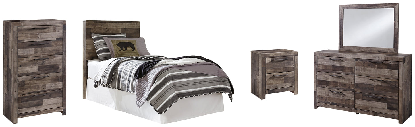 Derekson Twin Panel Headboard with Mirrored Dresser, Chest and Nightstand Milwaukee Furniture of Chicago - Furniture Store in Chicago Serving Humbolt Park, Roscoe Village, Avondale, & Homan Square