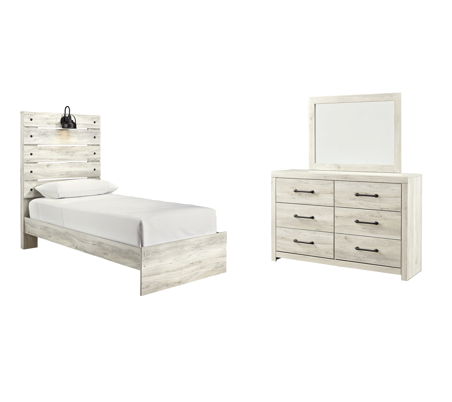 Cambeck Twin Panel Bed with Mirrored Dresser Milwaukee Furniture of Chicago - Furniture Store in Chicago Serving Humbolt Park, Roscoe Village, Avondale, & Homan Square