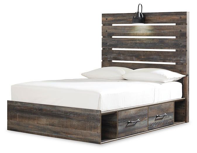 Drystan Full Panel Bed with 4 Storage Drawers with Mirrored Dresser and 2 Nightstands Milwaukee Furniture of Chicago - Furniture Store in Chicago Serving Humbolt Park, Roscoe Village, Avondale, & Homan Square