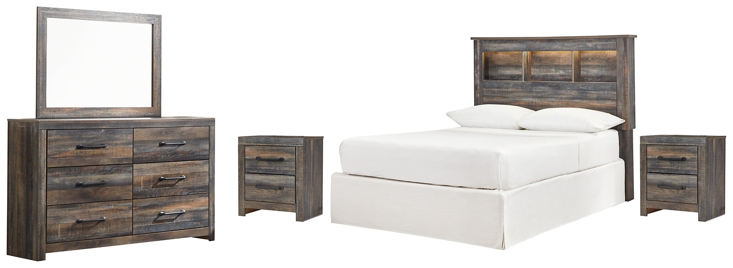 Drystan Full Bookcase Headboard with Mirrored Dresser and 2 Nightstands Milwaukee Furniture of Chicago - Furniture Store in Chicago Serving Humbolt Park, Roscoe Village, Avondale, & Homan Square