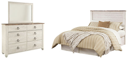 Willowton Queen/Full Panel Headboard with Mirrored Dresser Milwaukee Furniture of Chicago - Furniture Store in Chicago Serving Humbolt Park, Roscoe Village, Avondale, & Homan Square