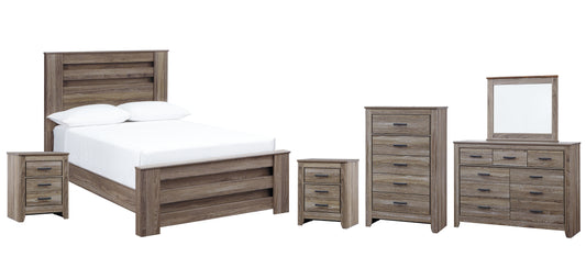 Zelen Full Panel Bed with Mirrored Dresser, Chest and 2 Nightstands Milwaukee Furniture of Chicago - Furniture Store in Chicago Serving Humbolt Park, Roscoe Village, Avondale, & Homan Square