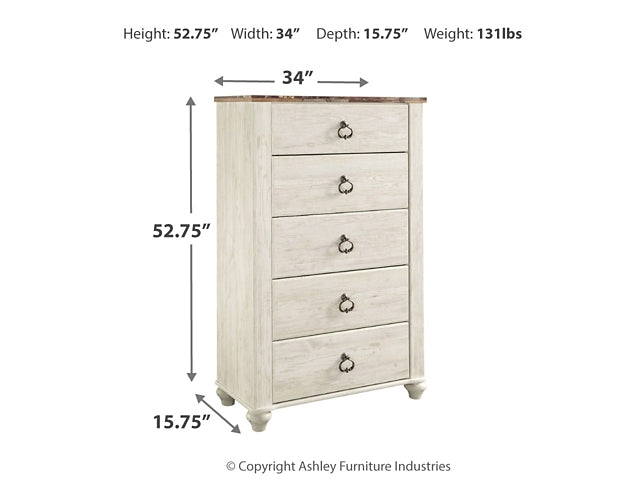 Willowton Queen/Full Panel Headboard with Mirrored Dresser and Chest Milwaukee Furniture of Chicago - Furniture Store in Chicago Serving Humbolt Park, Roscoe Village, Avondale, & Homan Square