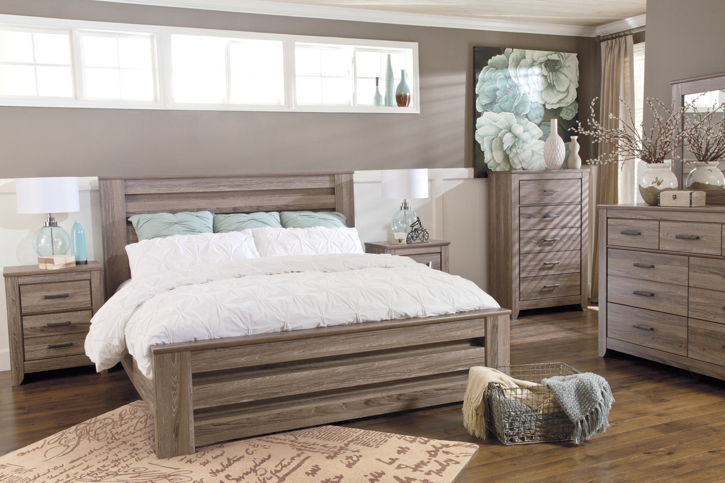 Zelen Queen/Full Panel Headboard with Mirrored Dresser and Chest Milwaukee Furniture of Chicago - Furniture Store in Chicago Serving Humbolt Park, Roscoe Village, Avondale, & Homan Square