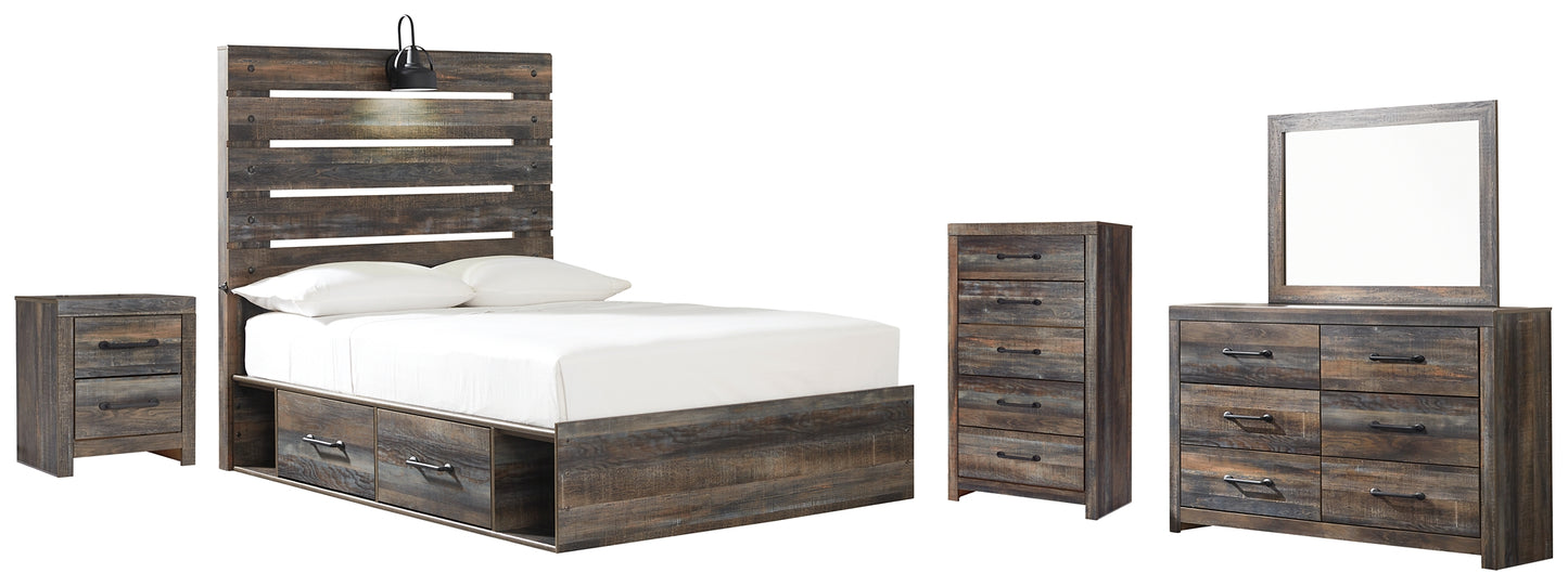 Drystan Twin Panel Bed with 2 Storage Drawers with Mirrored Dresser, Chest and Nightstand Milwaukee Furniture of Chicago - Furniture Store in Chicago Serving Humbolt Park, Roscoe Village, Avondale, & Homan Square