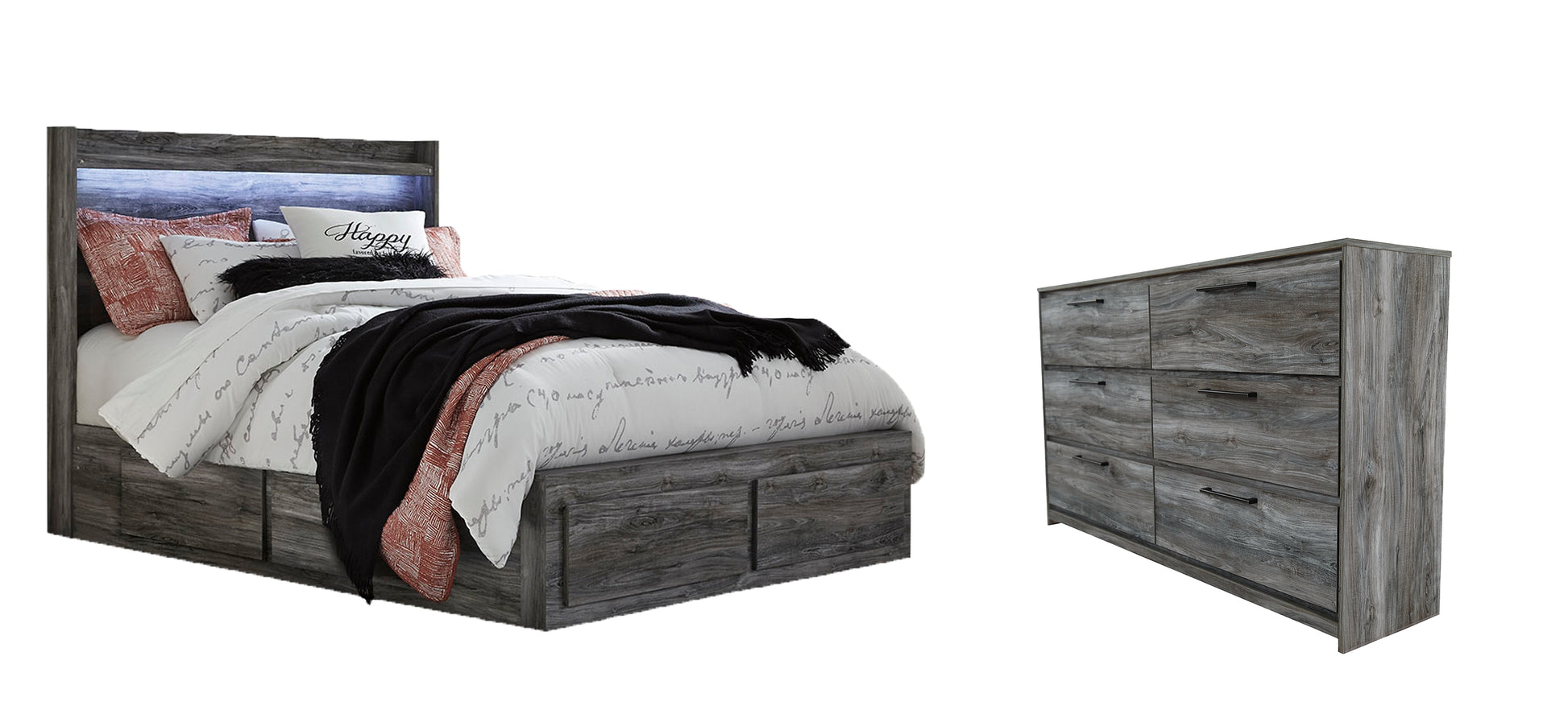 Baystorm Queen Panel Bed with 6 Storage Drawers with Dresser Milwaukee Furniture of Chicago - Furniture Store in Chicago Serving Humbolt Park, Roscoe Village, Avondale, & Homan Square