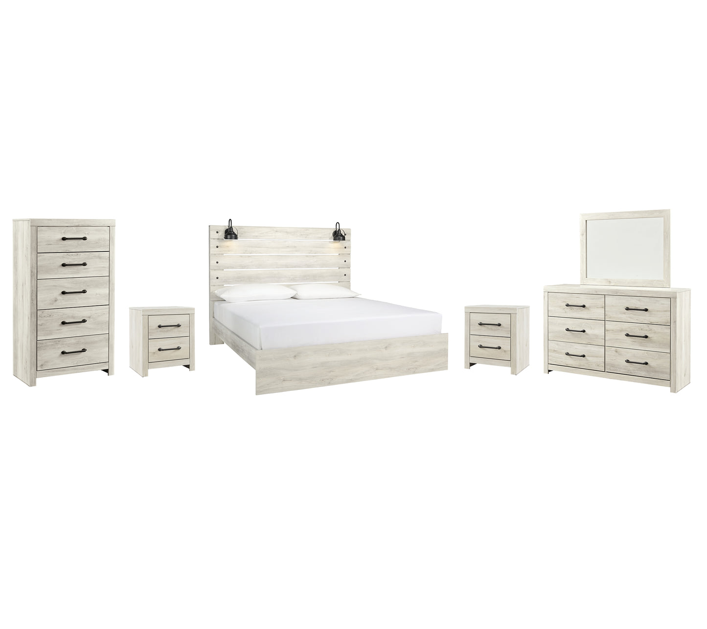Cambeck Queen Panel Bed with Mirrored Dresser, Chest and 2 Nightstands Milwaukee Furniture of Chicago - Furniture Store in Chicago Serving Humbolt Park, Roscoe Village, Avondale, & Homan Square