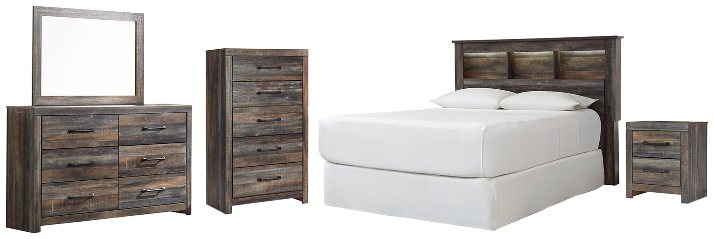 Drystan Queen/Full Bookcase Headboard with Mirrored Dresser, Chest and Nightstand Milwaukee Furniture of Chicago - Furniture Store in Chicago Serving Humbolt Park, Roscoe Village, Avondale, & Homan Square