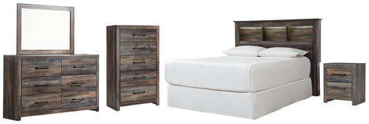 Drystan Queen/Full Bookcase Headboard with Mirrored Dresser, Chest and Nightstand Milwaukee Furniture of Chicago - Furniture Store in Chicago Serving Humbolt Park, Roscoe Village, Avondale, & Homan Square