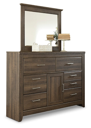 Juararo King Poster Bed with Mirrored Dresser, Chest and 2 Nightstands Milwaukee Furniture of Chicago - Furniture Store in Chicago Serving Humbolt Park, Roscoe Village, Avondale, & Homan Square